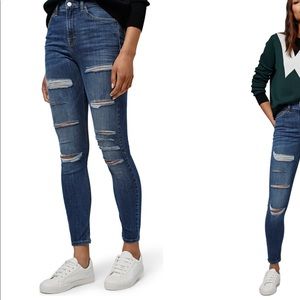 Topshop Ripped High Rise Skinny Jeans
